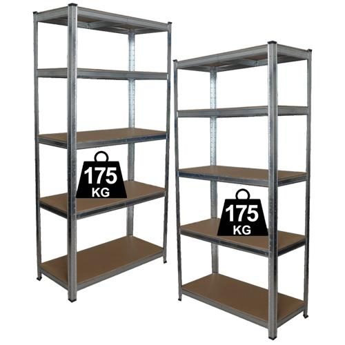 Набор из 2-х металлических стеллажей (180 x 90 x 30 см) 5 полок, нагрузка - 175 кг на полку, Серый Киев - изображение 3