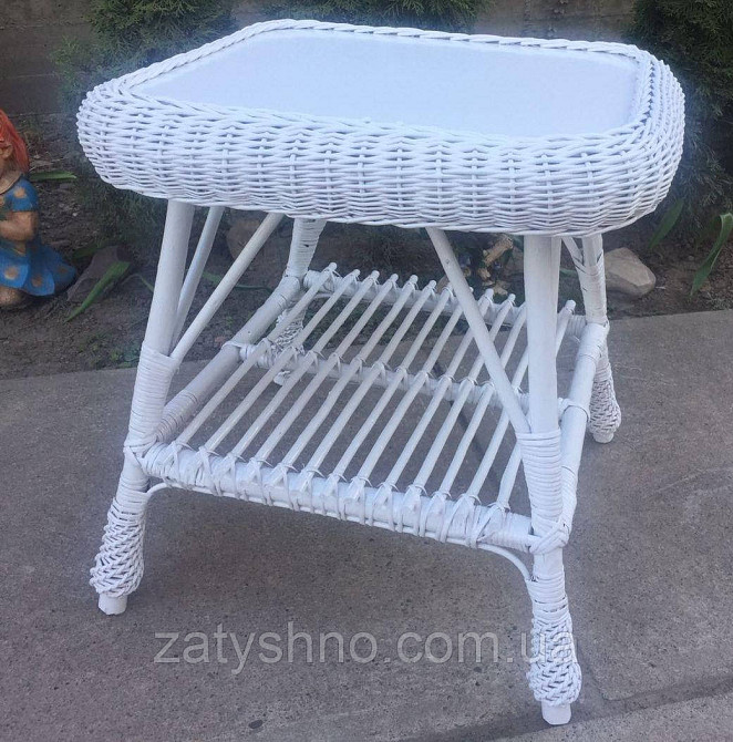 Білий стіл плетений журнальний Київ - фото 9