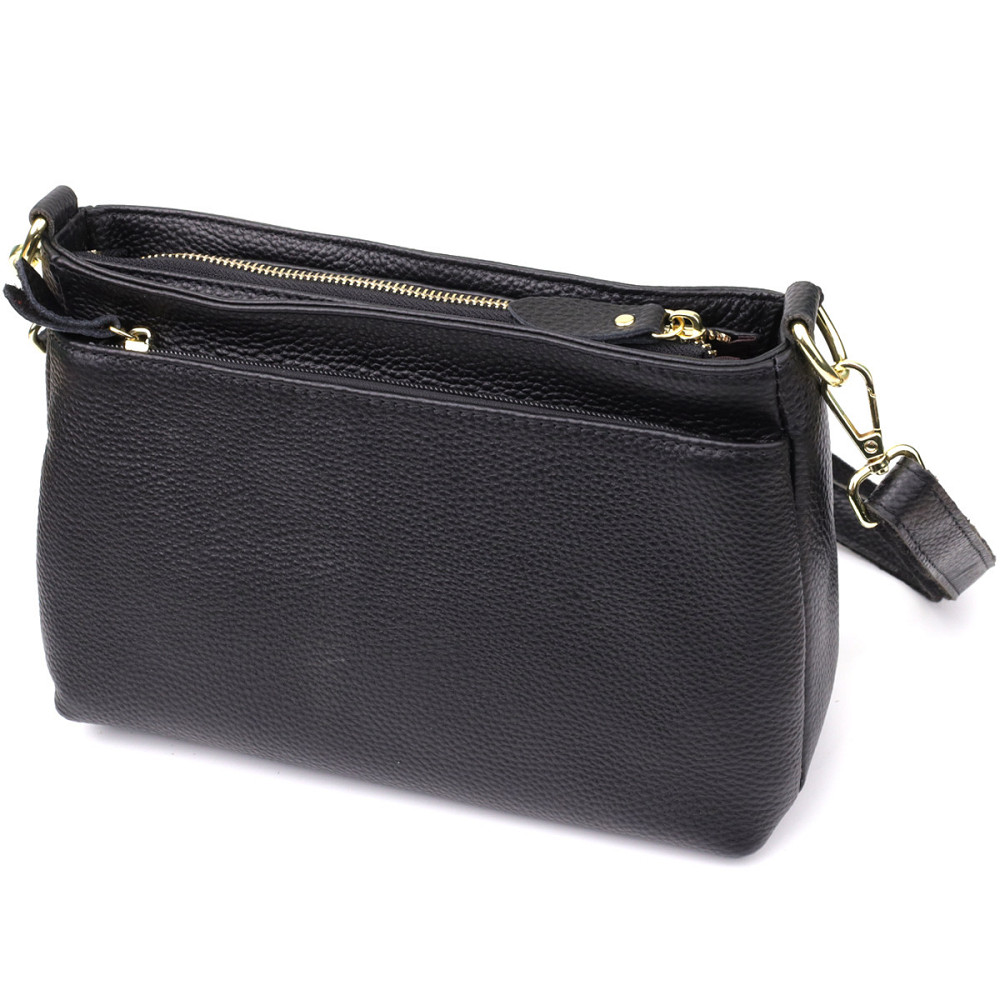 Класична жіноча сумка з жорстким дном із натуральної шкіри Vintage 22987 Чорний Київ - фото 2