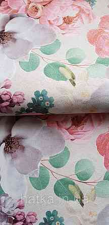 Шпалери вінілові на флізеліні гарячого тиснення Sintra Atmosphere квіти троянди червоні бузкові сірі 512234 Київ