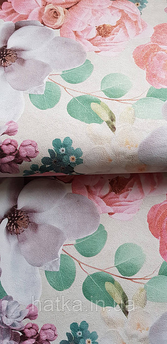 Обои виниловые на флизелине горячего тиснения Sintra Atmosphere цветы розы красные сиреневые серые 512234 Киев - изображение 4