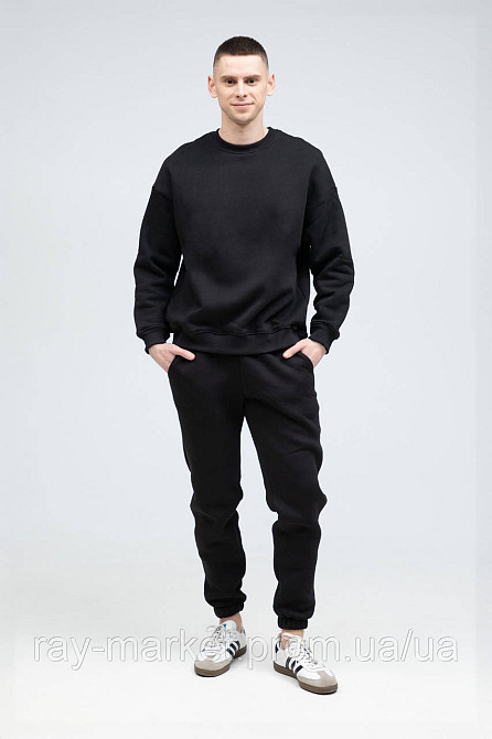 Костюм свитшот оверсайз и штаны Ray Basic утепленный мужской черный (U0804M-Black) 3XL, Футер Київ - фото 1