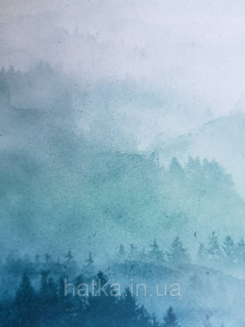 Шпалери вінілові Grandeco One roll one motif 2 A41901 панно пейзаж дерева ліс гори небо зелений білий Київ - фото 3