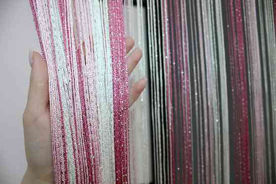 Штори-нитки з люрексом Малиновий із білим  300х300см 1 шт (61-037) Київ