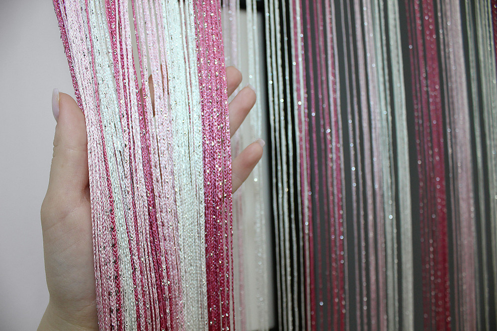 Шторы-нити с люрексом Малиновый с белым 300х300см 1 шт (61-037) Киев - изображение 5