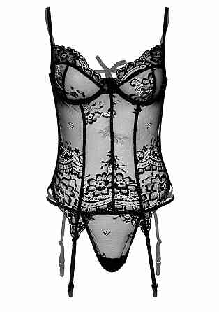Корсет полупрозрачный Daring Intimates, со стрингами, черный, S/M Sex Aura Киев