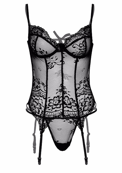 Корсет полупрозрачный Daring Intimates, со стрингами, черный, S/M Sex Aura Киев - изображение 5