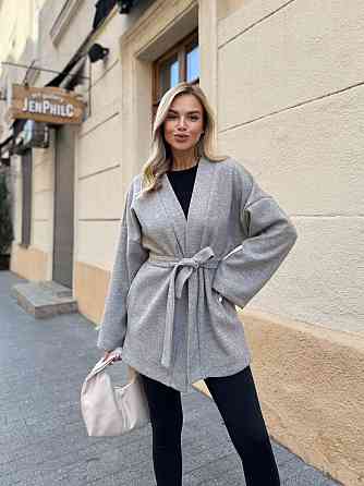 Жіночий теплий базовий кардиган із поясом турецька ангора-в'язка Бежевий, 42/44 Одеса