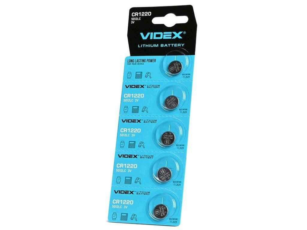 Батарейка годинникова CR1220 BLISTER CARD 5 шт/23429 ТМ VIDEX Київ - фото 1