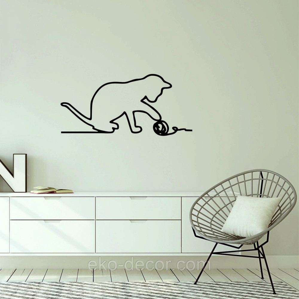 Декоративное настенное 3D Панно «Кот» Декор на стену с объемом 90*44 см, Черный Киев - изображение 6