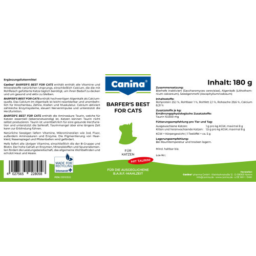 Вітамінно-мінеральний комплекс Canina Barfer Best для котів на натуральному годуванні порошок 180 г Київ - фото 2