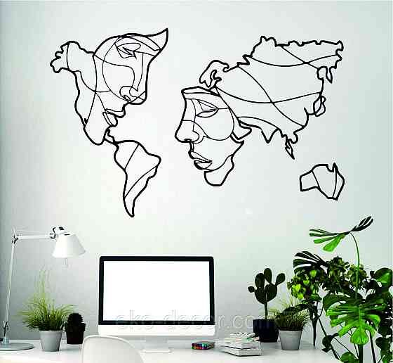 Декоративное настенное Панно «Карта», Декор на стену 110*171 см, Черный Киев