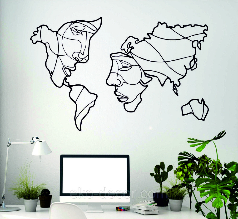 Декоративне настінне Панно «Карта», Декор на стіну 110*171 см, Чорний Київ - фото 3