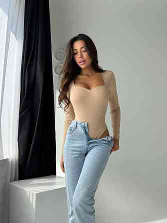 Стильне жіноче боді з пушапом-ефектом мікродайвінг Беж, 42/44 Одеса