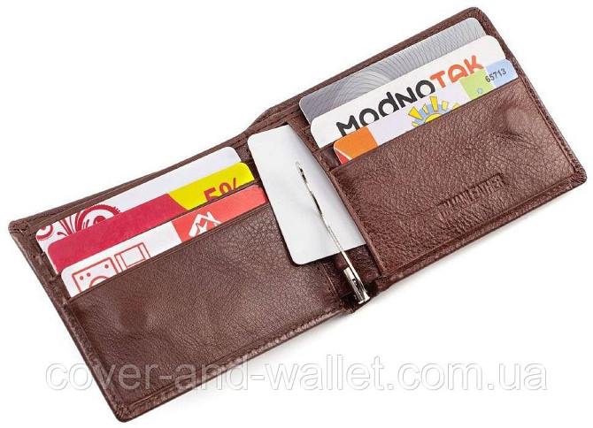 Маленький мужской кошелек c зажимом на магнитах из гладкой кожи ST Leather Киев - изображение 10