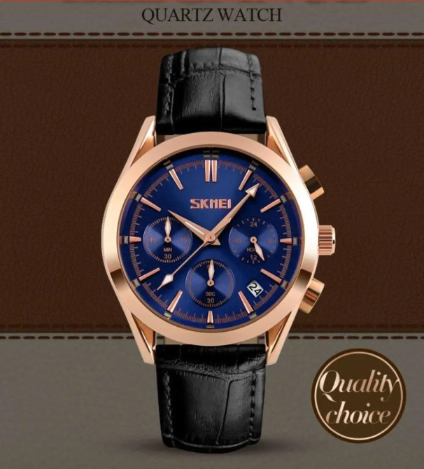 Чоловічий годинник Skmei Prestige 9127 (Чорний з синім циферблатом) Вінниця - фото 3