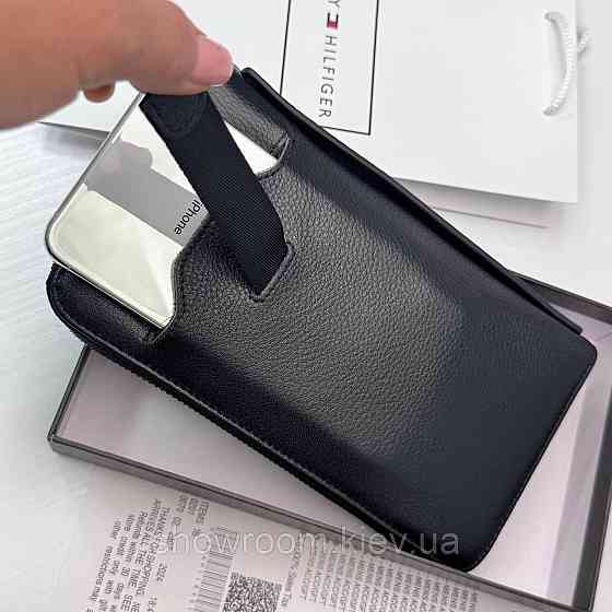 Кожаный брендовый функциональный клатч TH (6615) Киев
