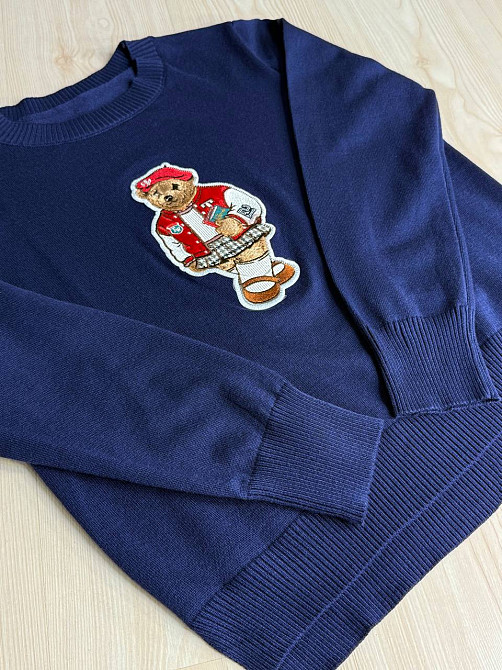 Светр жіночий A-N 2609 з нашивкою ведмедика оверсайз базовий one size, темно-синій, one size Київ - фото 18