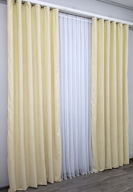 Шторная ткань микровелюр SPARTA высота 3м цвет кремовый 844ш Киев - изображение 6
