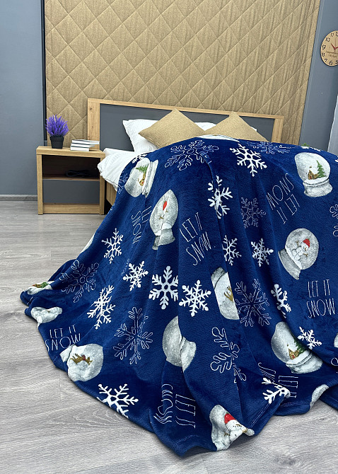 Плед-покривало Decorator WellSoft 200х220 см з різдвяним принтом Синій (87-172) Київ - фото 7