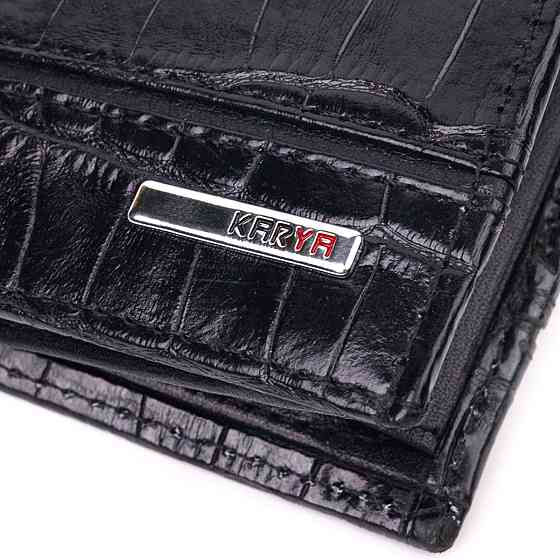 Оригінальне портмоне для чоловіків з натуральної шкіри з тисненням під крокодила KARYA 21325 Чорний Київ
