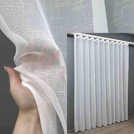 Тюль VR-Textil 115т Лен однотонный Белый 300х260 см (43-193) Киев