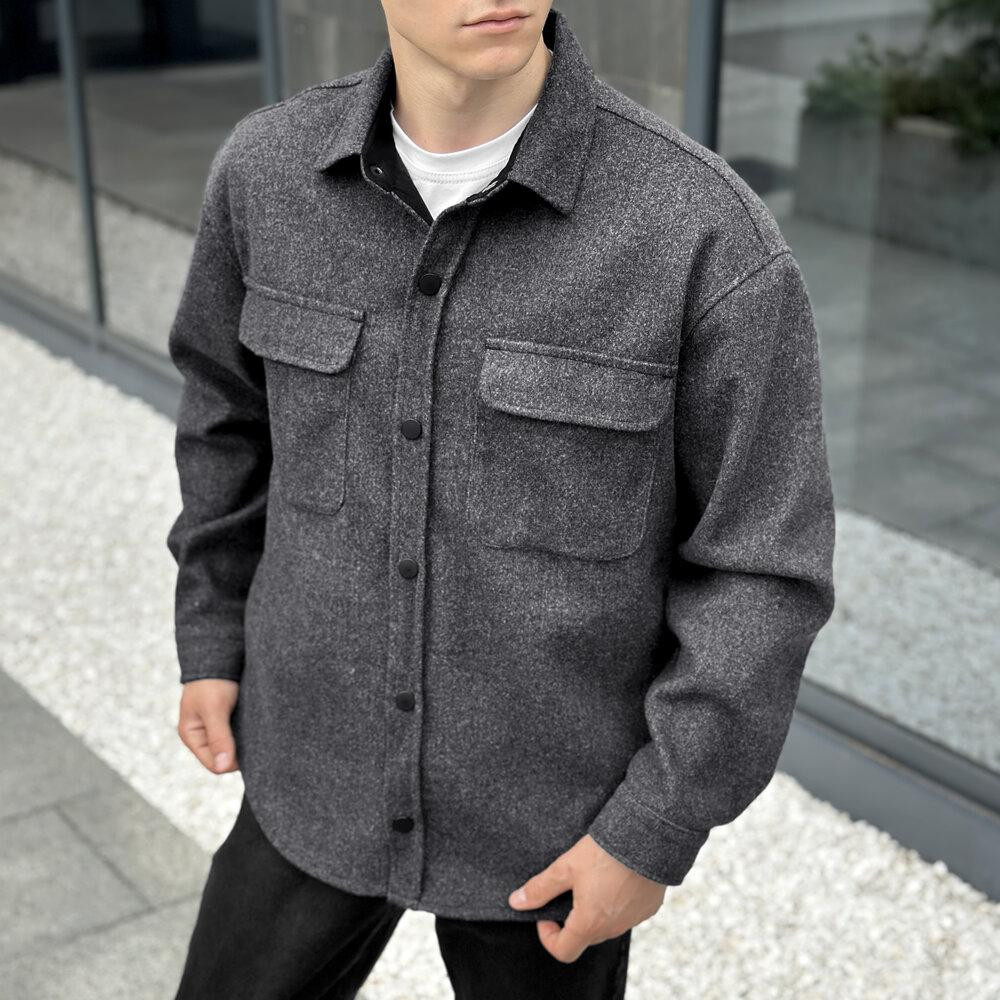 Сорочка-пальто для чоловіків Pobedov Mars. Сорочка демісезонна чоловіча темно-сіра Київ - фото 1