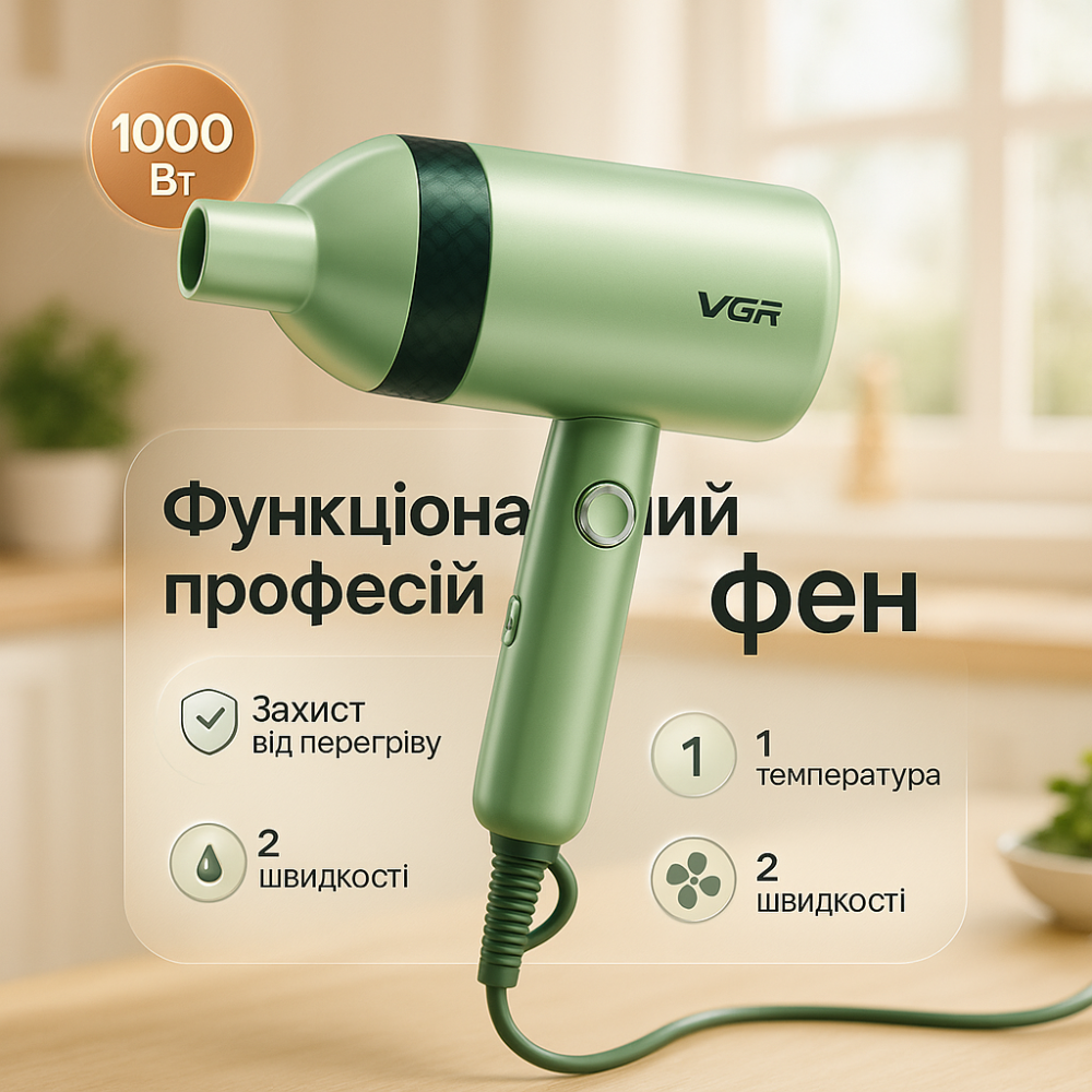 Фен для об'ємної укладки VGR, Фен з регульованою швидкістю і температурою для дому та подорожей QK-78 Львів - фото 13
