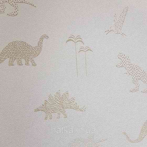 Шпалери флізелінові BN Doodleedo 0,53 х 10 м дитячі динозаври золотисті на сірому Київ