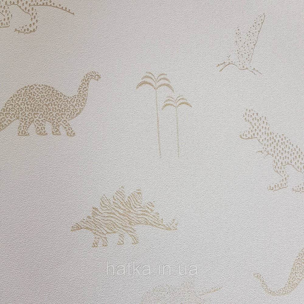 Шпалери флізелінові BN Doodleedo 0,53 х 10 м дитячі динозаври золотисті на сірому Київ - фото 3