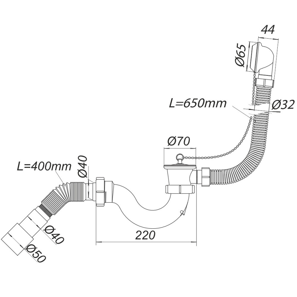 Сифон гнучкий для ванни ″Хвиля″ В0110 SOLOPLAST (000027830) Київ - фото 6