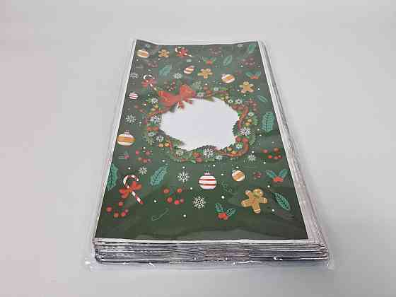 Упаковка новогодняя для конфет и подарков (25*40) №25 Рождественский венок (100 шт) Харьков