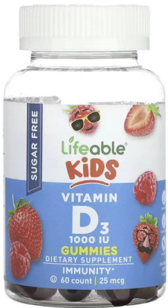 Витамин D3 для детей Lifeable Vitamin D Kids Sugar Free 60 жев таб клубника Киев