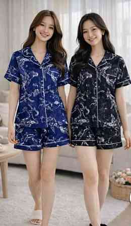 Женский домашний комплект двойка с принтом бамбук Темно-синий, 46/48 Одесса