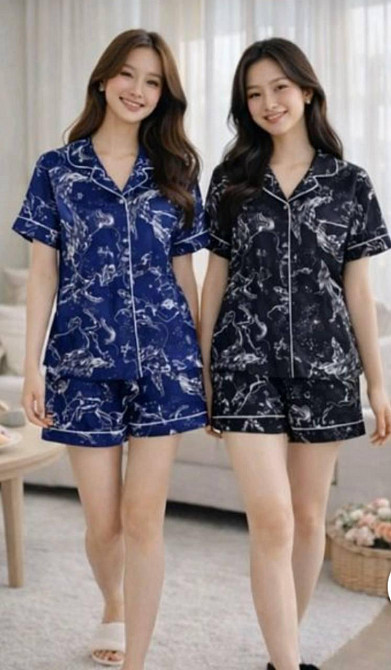 Жіночий домашній комплект-двійка з принтом бамбук Темно-синій, 46/48 Одеса - фото 1