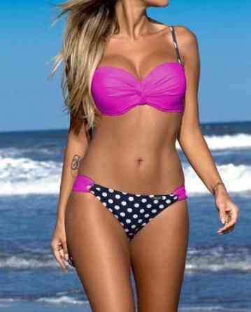 Купальник в горох роздільний жіночий пуш ап різнобарвний Київ