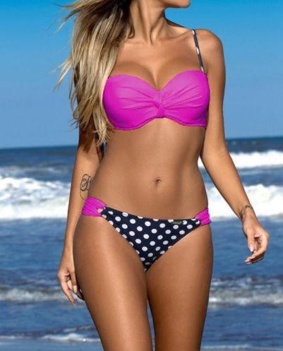 Купальник в горошек раздельный женский пуш ап разноцветный L Киев - изображение 1