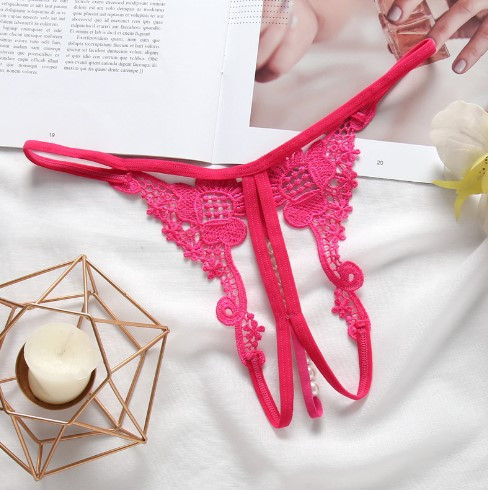 Трусики з бусинками та квітковим принтом one size малиновий Київ - фото 4