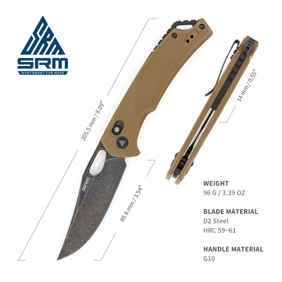 Нож складной SRM Retriever 9201-GW, коричневый Киев - изображение 7
