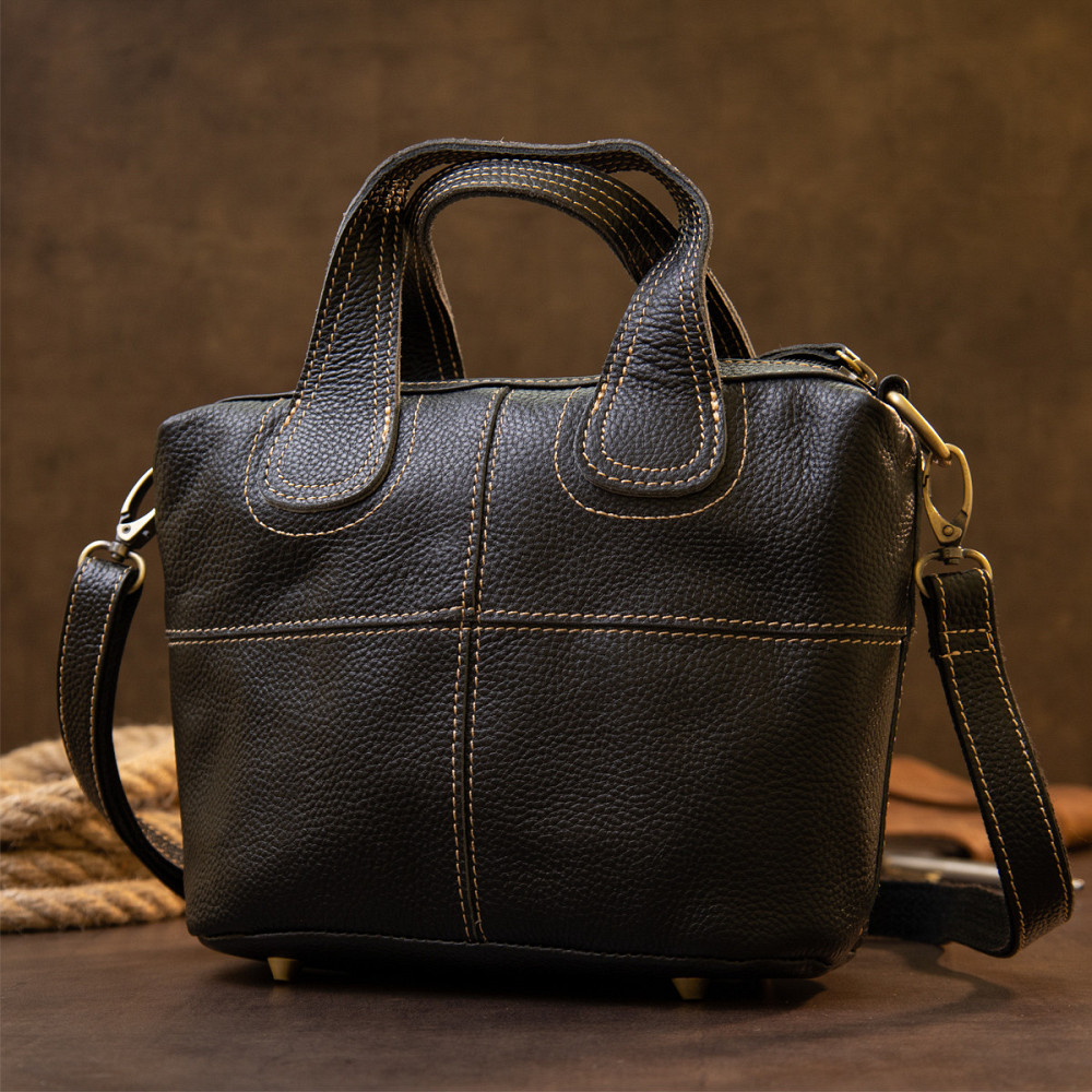 Сумка жіноча на блискавці флотар Vintage 20407 Чорна Київ - фото 8