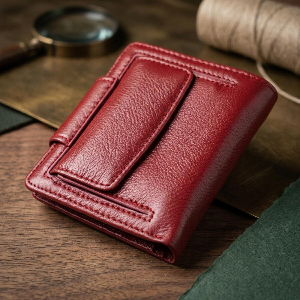 Жіночий гаманець вертикального формату з натуральної шкіри ST Leather 23071 Бордовий Київ - фото 14