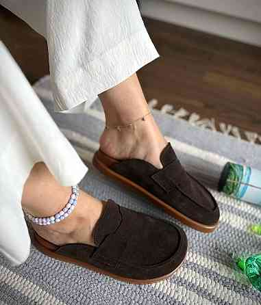 Шльопанці жіночі літні із закритим носком із натуральної замші шоколадні M.KRAFT 0195 р. 36-41 Коломия