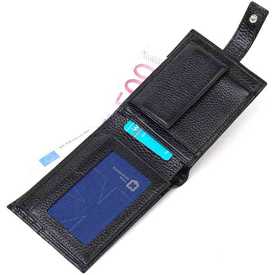 Чоловічий горизонтальний гаманець з натуральної шкіри BOND 22042 Чорний Київ