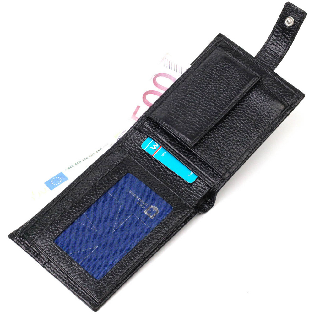 Чоловічий горизонтальний гаманець з натуральної шкіри BOND 22042 Чорний Київ - фото 6