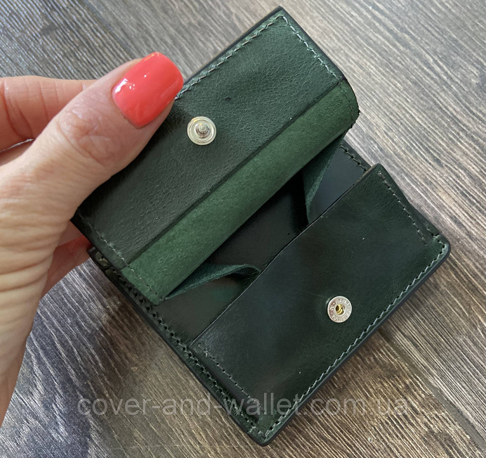 Красивий жіночий гаманець невеликого розміру із італійської шкіри зеленого кольору Grande Pelle Lettera Київ - фото 8