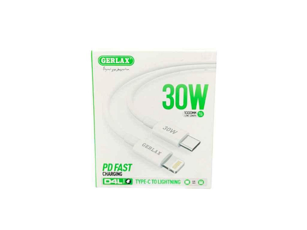 Кабель Type-C-Lightning iPhone PD Type-C to Lightning (11, 11 Pro, 11 Pro Max) D4LY 30w білий 1м ТМ Gerlax Київ - фото 1