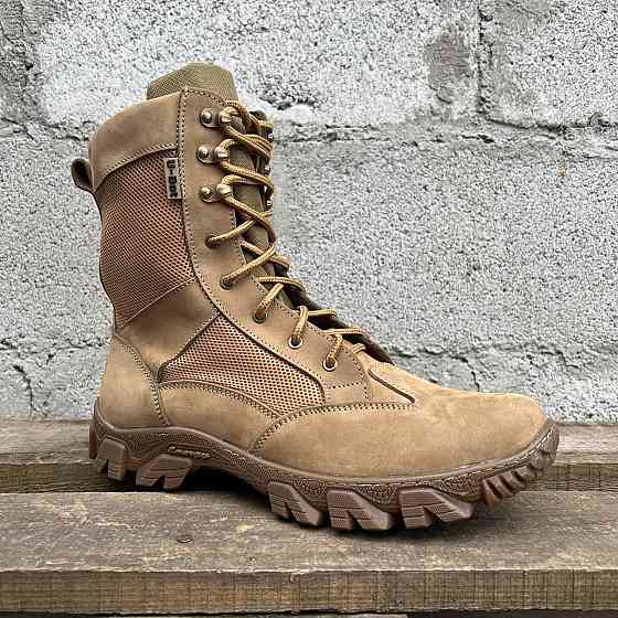 Тактичні літні чоловічі берці койот, шкіряні військові берці водостійкі  шкіряні прошиті Львів