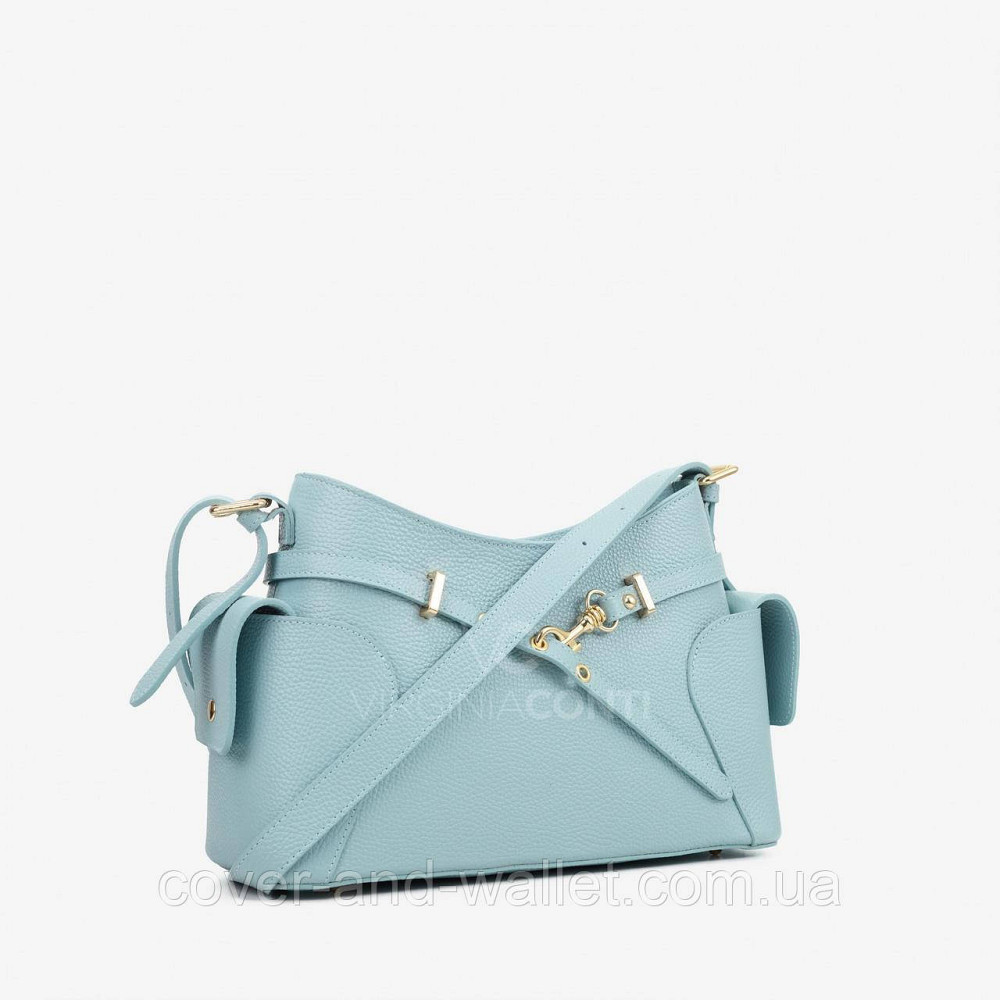 Модная женская кожаная сумка через плечо голубого цвета Virginia Conti Киев - изображение 6
