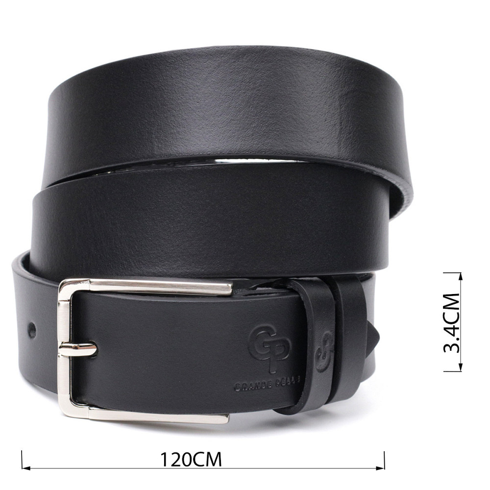 Класичний ремінь брючний для чоловіків з натуральної шкіри GRANDE PELLE 11676 Чорний Київ - фото 8