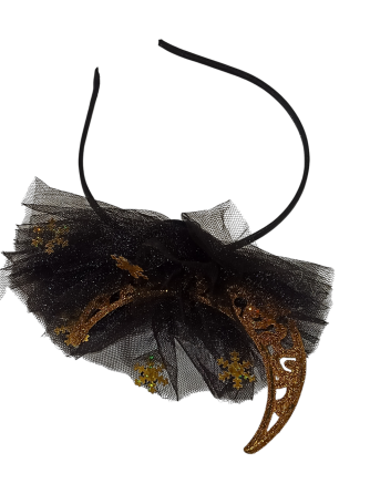 Обруч для волос полумесяц золотой с фатином новогодний one size ручная работа черный Киев